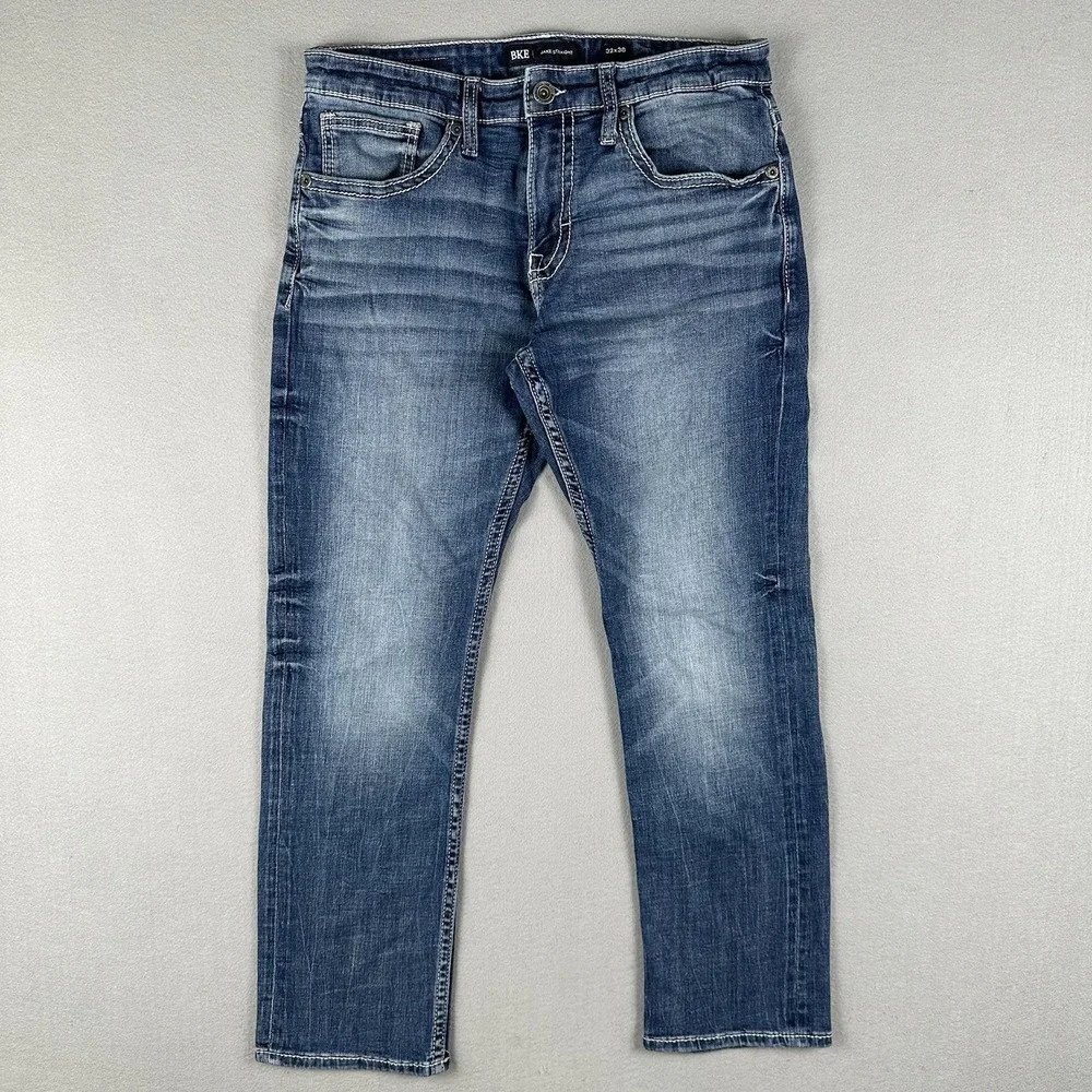 BKE Jake Straight Jeans Men's 32x30 Blue Denim Dark Wash Stretch Mid Rise